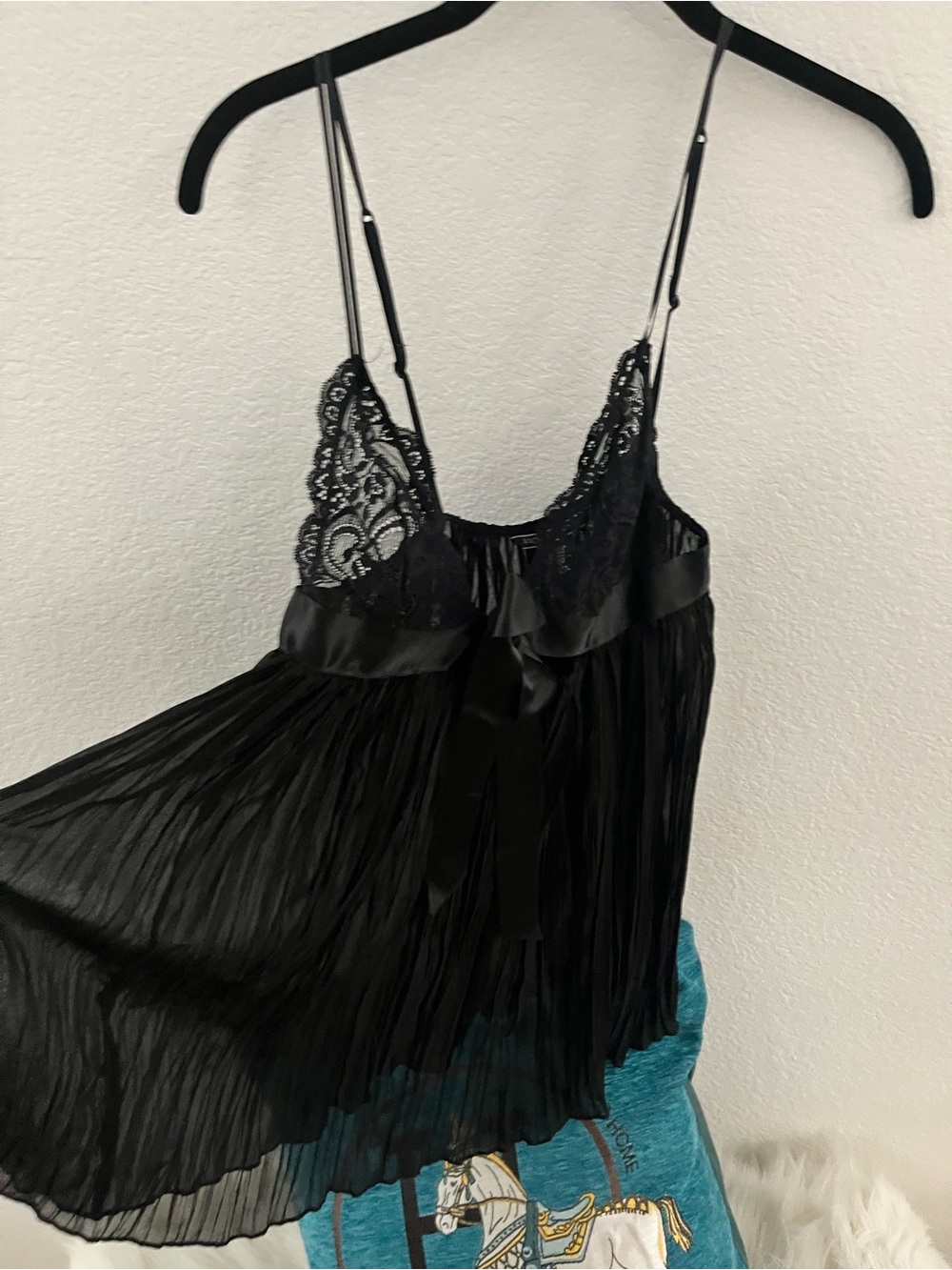 Victoria's Secret Black Lace Satin-Trim Slip